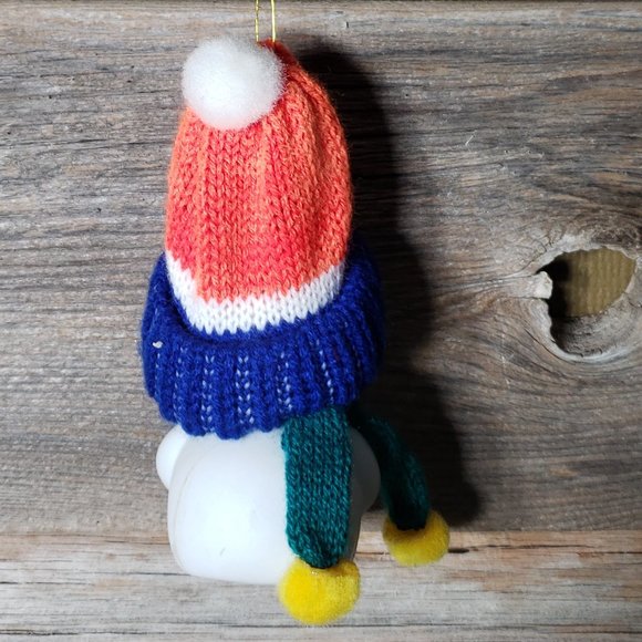 Snow Bells Snowman Bell Ornament - in Stocking Hat and Scarf - Porcelain - Picture 6 of 8